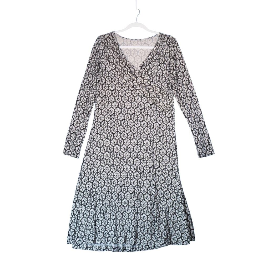 Soft Surroundings Dress Womens Medium Long Sleeve Knit Wrap Boho Print Casual